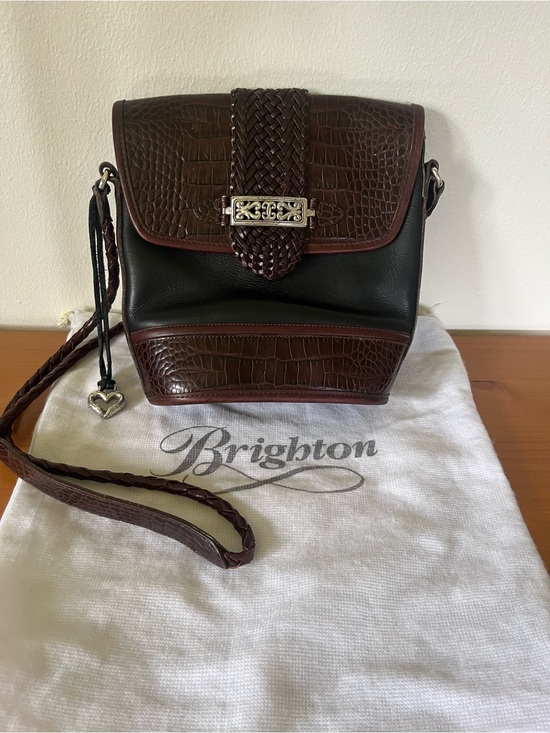 Brighton Handbags - VTG Brighton Black and Brown Croc embossed Crossbody